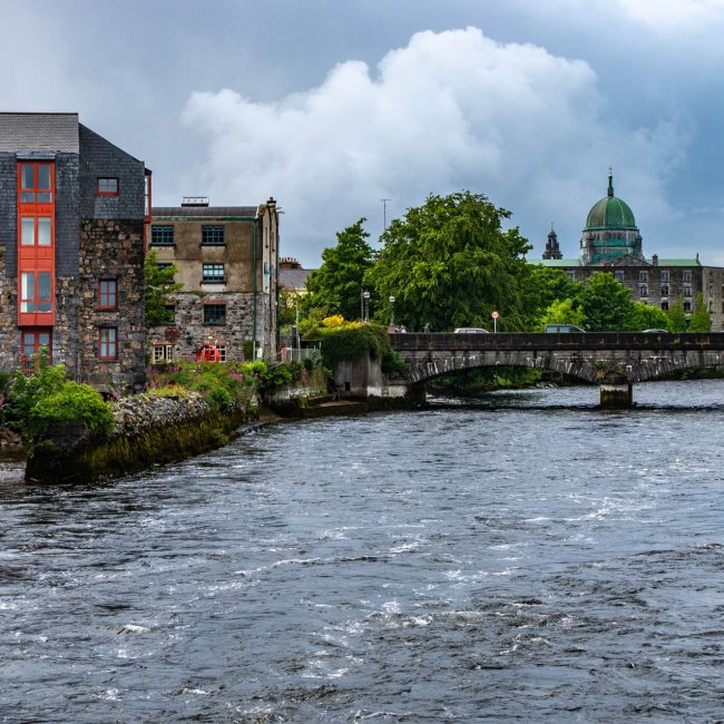 Photo of river and bridge outside of Crown Square, Galway