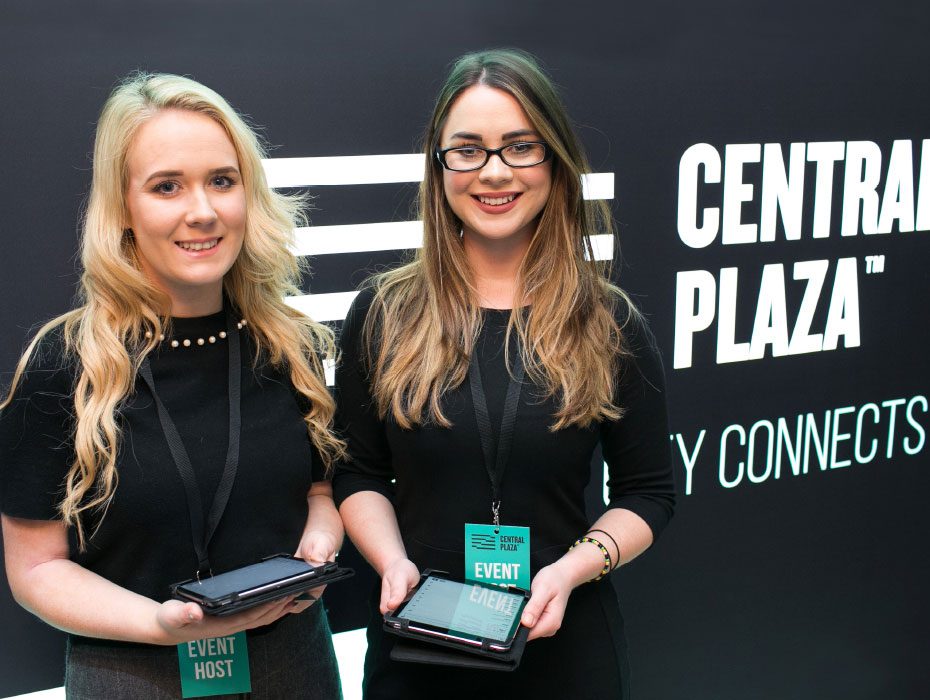 Two women hosting marketing event as brand ambassadors for Central Plaza