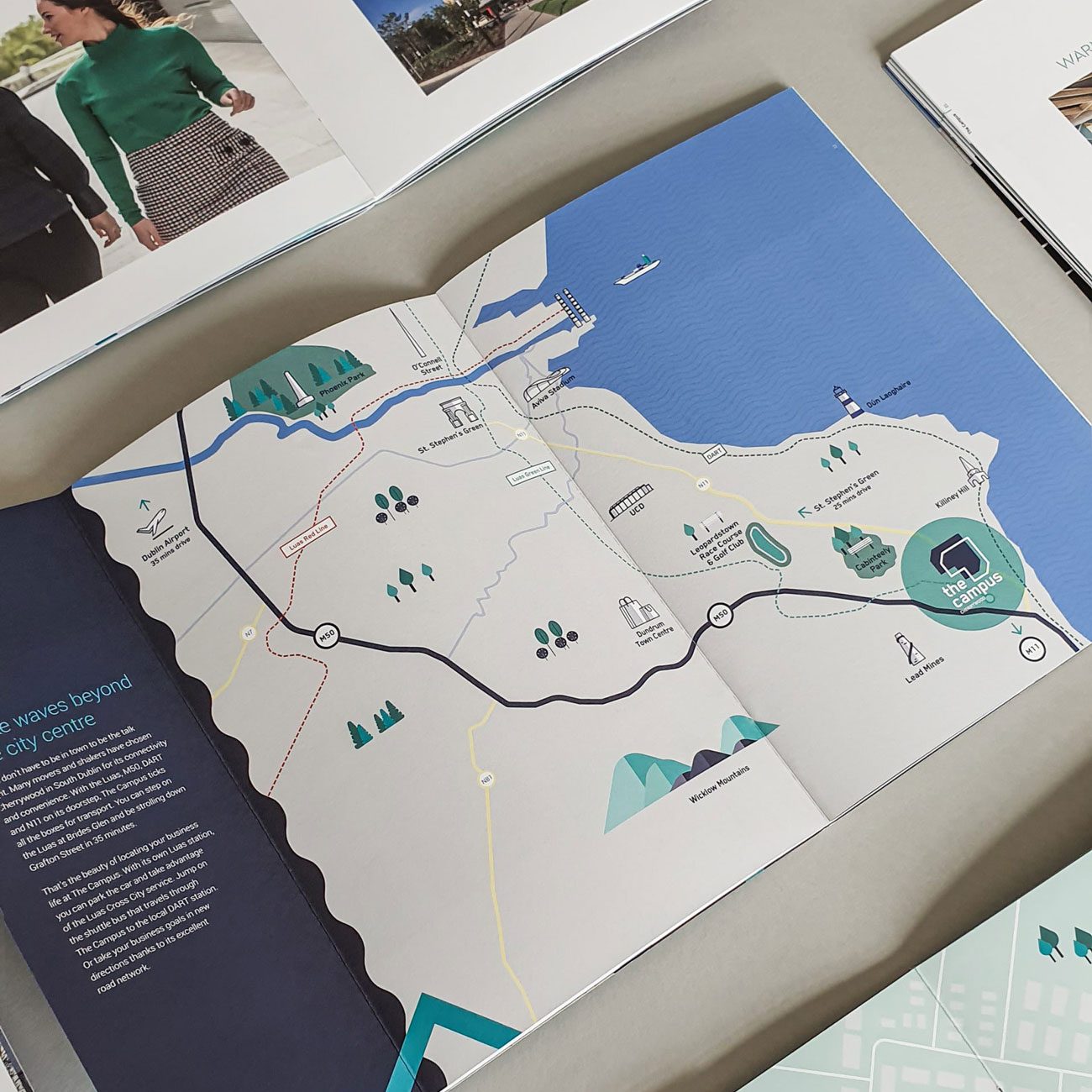 Brochure design including printed map of the Campus at Cherrywood