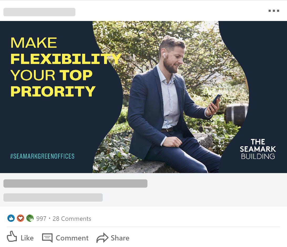 Example of LinkedIn post by social media management company for Seamark