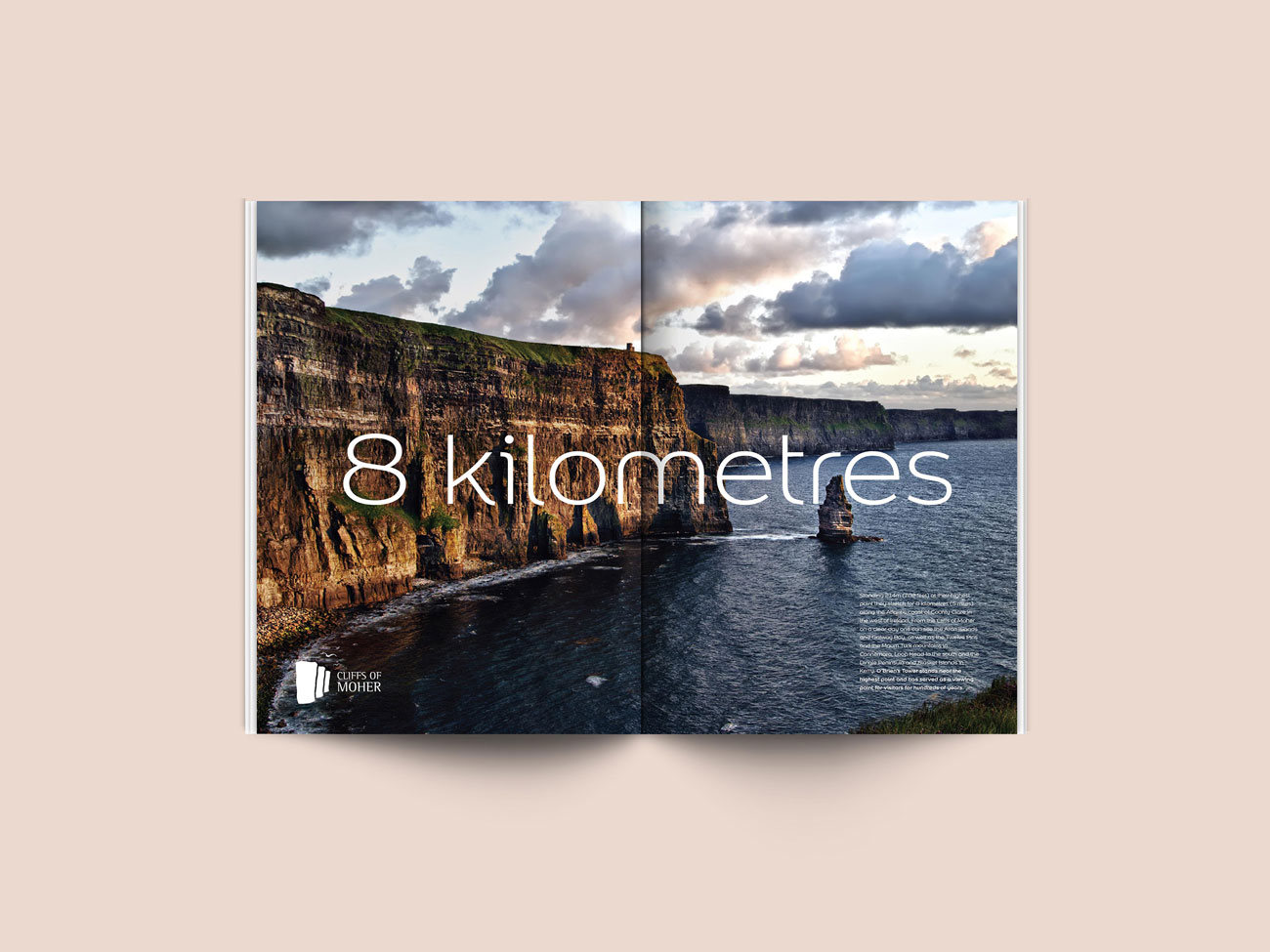 Magazine spread designed by Originate Agency for Cliffs of Moher